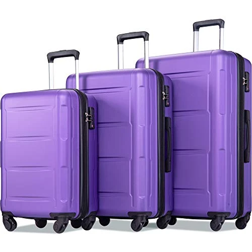 Merax Luggage Set Expandable 3 Piece Sets With TSA Lock, Lightweight Hardside Luggage With Spinner Wheels (Purple) 3 Merax Luggage Set Expandable 3 Piece Sets With TSA Lock, Lightweight Hardside Luggage With Spinner Wheels (Purple)