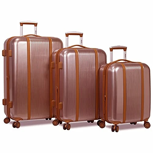 Dejuno Monroe New Generation 3-Piece Hardside Spinner TSA Lock Luggage Set, Rose Gold, One Size 3 Dejuno Monroe New Generation 3-Piece Hardside Spinner TSA Lock Luggage Set, Rose Gold, One Size