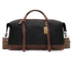 BAOSHA Oversized Canvas PU Leather Travel Tote Duffel Bag Weekender Overnight Bag (Black) -Vera Bradley Shop 41WcPv0eZlL