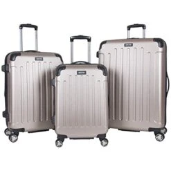 Kenneth Cole Reaction Renegade 3-Piece Luggage Expandable 8-Wheel Spinner Lightweight Hardside Travel Suitcase Set, Champagne, (20"/24"/28")