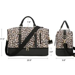 Weekender Overnight Bag Oversized Travel Duffel Leather For Men And Women (Brown Black Leopard Print) -Vera Bradley Shop 41Ws1LY45 L