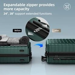 SHOWKOO Luggage Sets Expandable ABS Hardshell 3pcs Clearance Luggage Hardside Lightweight Durable Suitcase Sets Spinner Wheels Suitcase With TSA Lock (Dark Green) -Vera Bradley Shop 41XGw7os8qL