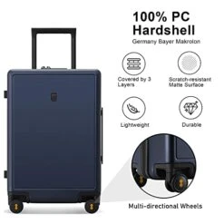 LEVEL8 Elegance Checked Luggage, 24 Inch Hardside Suitcase, Lightweight PC Matte Hardshell With TSA Lock, Spinner Wheels - Navy Blue 13 LEVEL8 Elegance Checked Luggage, 24 Inch Hardside Suitcase, Lightweight PC Matte Hardshell With TSA Lock, Spinner Wheels - Navy Blue -Vera Bradley Shop 41XJr3tASZL