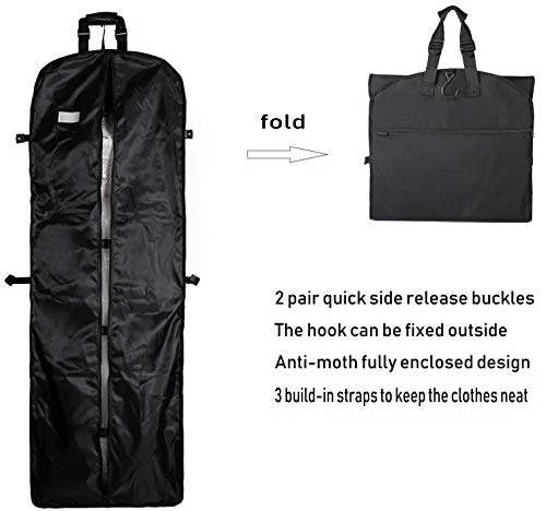 Magictodoor 60" Garment Bag Tri-Fold Gown Length W/Hanging Hook Large Pocket Destination Bag 6 Magictodoor 60" Garment Bag Tri-Fold Gown Length W/Hanging Hook Large Pocket Destination Bag - Image 4