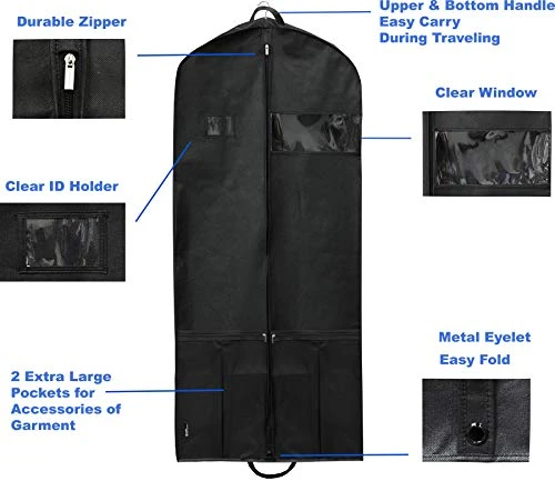 Simplehousware 54-Inch Heavy Duty Garment Bag W/Pocket For Suits, Tuxedos, Dresses, Coats 7 Simplehousware 54-Inch Heavy Duty Garment Bag W/Pocket For Suits, Tuxedos, Dresses, Coats - Image 5