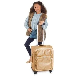 Bixbee Kids Luggage, Kids Luggage With Wheels For Girls & Boys With Telescoping Pullout Handle, Strap And Pockets- Lightweight Kids Suitcase & Carry On Bag For Airport, Travel, Overnight In Gold -Vera Bradley Shop 41ZeTu4bEhS