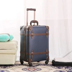 Vintage Luggage Carryon Suitcase Travel - HoJax Classic Trolley Luggage With Spinner Wheels, TSA Lock, Lightweight, 20 Inch, Navy Blue -Vera Bradley Shop 41ZzAcNLJJS