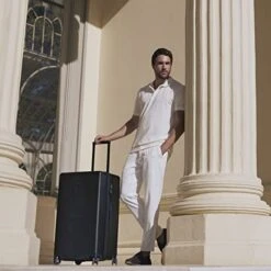 LEVEL8 Trunk Luggage, 28 Inch Luggage With Spinner Wheels, Luminous Textured 28 Inch Checked Large Luggage, Lightweight PC With TSA Lock - 28 Inch, Black -Vera Bradley Shop 41 BfxKlZPL