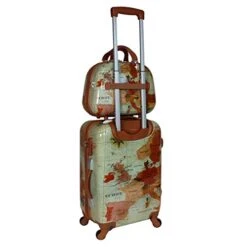 World Traveler Europe 2-Piece Carry-On Spinner Luggage Set With TSA Lock, Brown, One_Size -Vera Bradley Shop 41 O927At0L