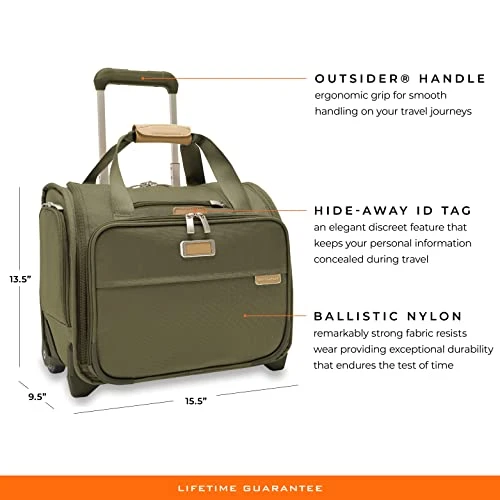 Briggs & Riley 2-Wheel Cabin Bag, Olive 16 Briggs & Riley 2-Wheel Cabin Bag, Olive - Image 14