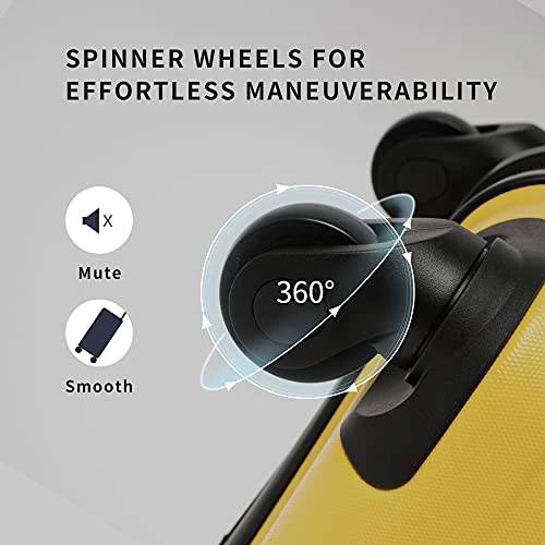 Flieks Luggage Sets TSSA 3 Piece Spinner Suitcase Lightweight 20 24 28 Inch (Yellow) 7 Flieks Luggage Sets TSSA 3 Piece Spinner Suitcase Lightweight 20 24 28 Inch (Yellow) - Image 5