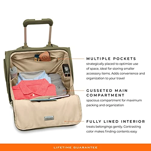 Briggs & Riley 2-Wheel Cabin Bag, Olive 14 Briggs & Riley 2-Wheel Cabin Bag, Olive - Image 12