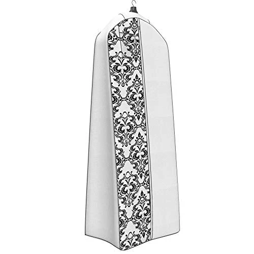Women’s Dress And Gown Garment Bag - 72”x24” - 20” Tapered Gusset, Black And White Damask 3 Women’s Dress And Gown Garment Bag - 72”x24” - 20” Tapered Gusset, Black And White Damask - Image 2