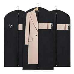 Zilink Garment Bags Suit Bags For Storage And Travel 54 Inches Breathable Dust-Proof Dress Protector Bag With Clear Window For Suit, Dresses, Winter Coat, Pack Of 3