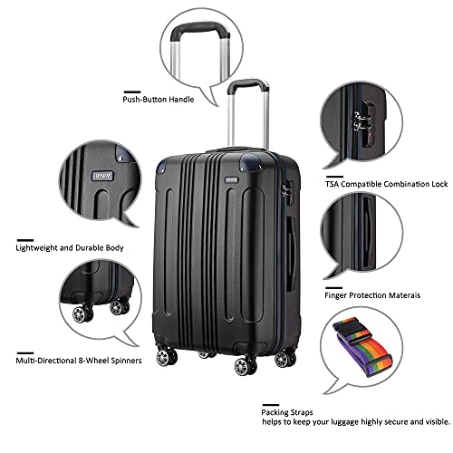 JOYWAY Luggage 3 Piece Set Suitcase Lightweight Hardshell TSA Lock Spinner (black) 8 JOYWAY Luggage 3 Piece Set Suitcase Lightweight Hardshell TSA Lock Spinner (black) - Image 6