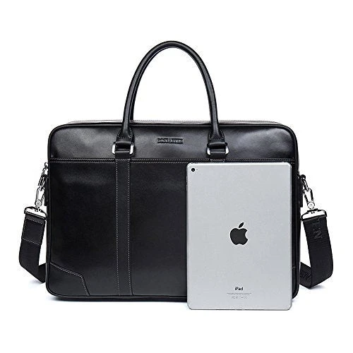 Bostanten Leather Briefcase Messenger Business Bags Laptop Handbag Black 9 Bostanten Leather Briefcase Messenger Business Bags Laptop Handbag Black - Image 7