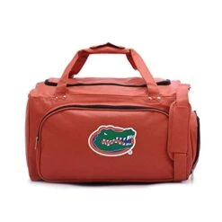 Zumer Sport Florida Gators Basketball Leather Travel Kit Duffel Gym Bag - Made From Genuine Basketball Materials - Shoulder Strap And Handles - Shoe Compartment - Orange