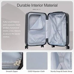 Ceilo ABS Hardside Luggage Sets With USB Interface Laptop Pocket,Lightweight Carry On Suitcase With TSA Lock&360°Spinner Wheels,Black,3-Piece Travel Luggage Set (20/24/28) -Vera Bradley Shop 41boxjBs6zL