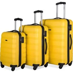 Merax Expandable Luggage Sets With TSA Locks, 3 Piece Lightweight Spinner Suitcase Set (Yellow) -Vera Bradley Shop 41cF8j68g4L