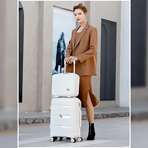 Somago 20IN Carry On Luggage And 14IN Mini Cosmetic Cases Travel Set Hardside Luggage With Spinner Wheels Lightweight Polypropylene Suitcase With TSA Lock (2-Piece Set (14/20), Nude Pink) 4 Somago 20IN Carry On Luggage And 14IN Mini Cosmetic Cases Travel Set Hardside Luggage With Spinner Wheels Lightweight Polypropylene Suitcase With TSA Lock (2-Piece Set (14/20), Nude Pink) - Image 2