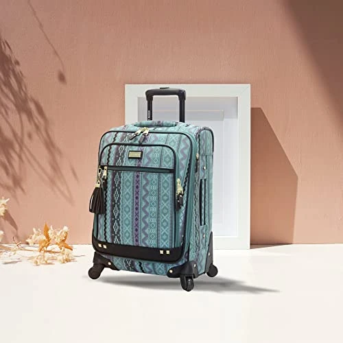 Steve Madden Designer Luggage Collection - 3 Piece Softside Expandable Lightweight Spinner Suitcase Set - Travel Set Includes 20 Inch Carry On, 24 Inch & 28-Inch Checked Suitcases (Print/Teal) 8 Steve Madden Designer Luggage Collection - 3 Piece Softside Expandable Lightweight Spinner Suitcase Set - Travel Set Includes 20 Inch Carry On, 24 Inch & 28-Inch Checked Suitcases (Print/Teal) - Image 6