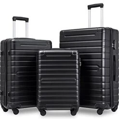 New Arrival 3 Hardshell Luggage Sets 3 PCS Spinner Suitcase With Tsa Lock Lightweight Black