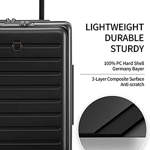 LEVEL8 Carry On Luggage, Road Runner 20-Inch Hardside Suitcase, Spinner Luggage With Front Pocket, Double TSA Locks - Black 8 LEVEL8 Carry On Luggage, Road Runner 20-Inch Hardside Suitcase, Spinner Luggage With Front Pocket, Double TSA Locks - Black - Image 6