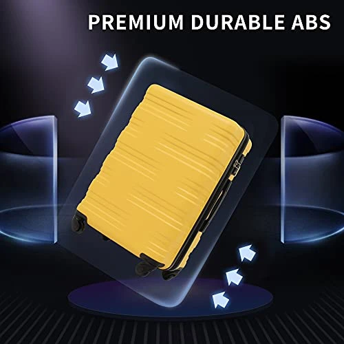 Flieks Luggage Sets TSSA 3 Piece Spinner Suitcase Lightweight 20 24 28 Inch (Yellow) 11 Flieks Luggage Sets TSSA 3 Piece Spinner Suitcase Lightweight 20 24 28 Inch (Yellow) - Image 9