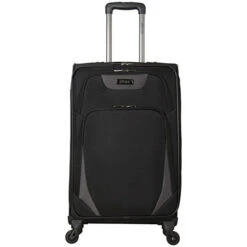 Kenneth Cole Reaction Going Places 24" 600d Polyester Expandable 4-Wheel Spinner Checked Luggage, Black