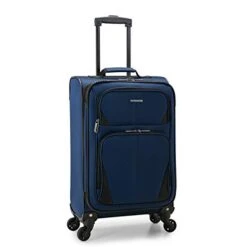 U.S. Traveler Aviron Bay Expandable Softside Luggage With Spinner Wheels, Navy, Carry-on 23-Inch