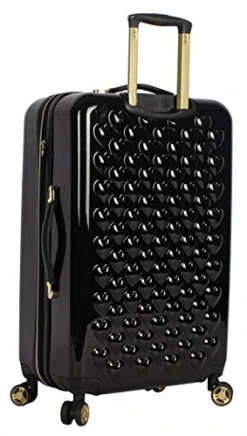 Betsey Johnson 26 Inch Checked Luggage Collection - Expandable Scratch Resistant (ABS + PC) Hardside Suitcase - Designer Lightweight Bag With 8-Rolling Spinner Wheels (Heart To Heart Black) -Vera Bradley Shop 41fEAGnesuL