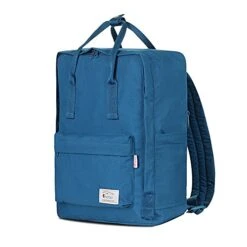 FLYCOOL Classic Canvas Square School Backpack Handbag For Women Navy