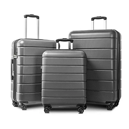 SSLine 3 Piece ABS Luggage Sets With Spinner Wheels,Expandable Suitcase Luggage Lightweight With TSA Lock,Hard Shell Spinner Carry On Suitcase (20 24 28 Inch) (Type-3, Gray) 3 SSLine 3 Piece ABS Luggage Sets With Spinner Wheels,Expandable Suitcase Luggage Lightweight With TSA Lock,Hard Shell Spinner Carry On Suitcase (20 24 28 Inch) (Type-3, Gray)