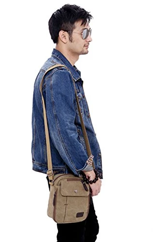 FakeFace Mens Retro Vintage Leisure Outdoor Canvas Messenger Crossbody Everyday Satchel Shoulder 7 FakeFace Mens Retro Vintage Leisure Outdoor Canvas Messenger Crossbody Everyday Satchel Shoulder - Image 5