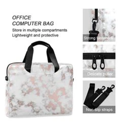 ALAZA Rose Gold Marble Look Laptop Case Bag Sleeve Portable Crossbody Messenger Briefcase W/Strap Handle, 13 14 15.6 Inch -Vera Bradley Shop 41hilwP2d3L