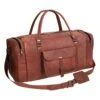 24 Inch Genuine Leather Duffel Travel Overnight Weekend Leather Bag Sports Gym Duffel Luggage Travel Bag For Men And Women Travelling Cabin Duffle Yoga Gym Bag (24 Inch Brown)