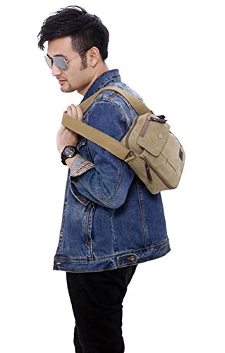 FakeFace Mens Retro Vintage Leisure Outdoor Canvas Messenger Crossbody Everyday Satchel Shoulder 6 FakeFace Mens Retro Vintage Leisure Outdoor Canvas Messenger Crossbody Everyday Satchel Shoulder - Image 4