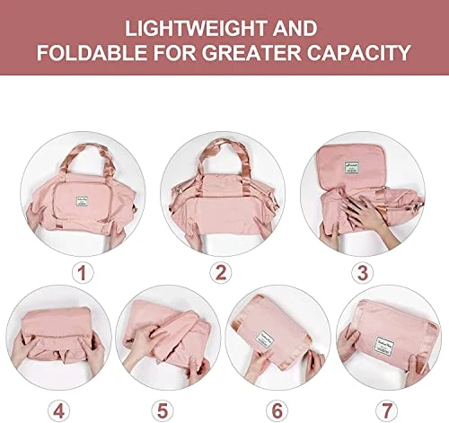Large Capacity Folding Travel Bag, Travel Duffel Bag With Luggage Tag, Waterproof Lightweight Gym Bag With Wet And Dry Separation Bag, For Travel, Sports, Gym, Pink 5 Large Capacity Folding Travel Bag, Travel Duffel Bag With Luggage Tag, Waterproof Lightweight Gym Bag With Wet And Dry Separation Bag, For Travel, Sports, Gym, Pink - Image 3