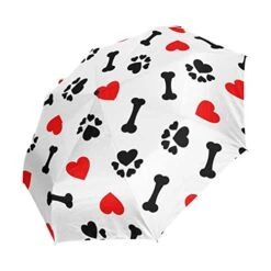 XLING Automatic Umbrellas Love Animal Dog Paw Print Anti-Slip Windproof Compact Rain Umbrella For Women Men -Vera Bradley Shop 41jq346 EIL