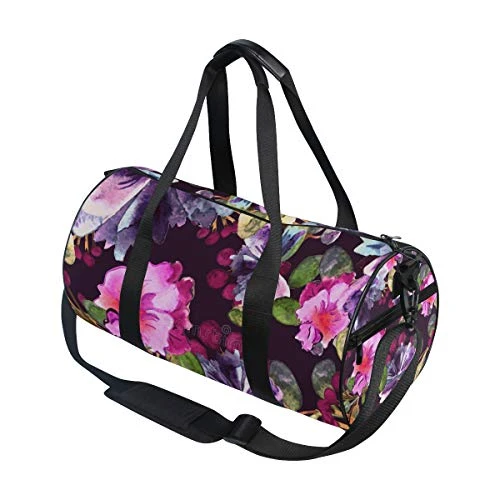 Duffel Bag Watercolor Purple Floral Women Garment Gym Tote Bag Best Sports Bag For Boys 7 Duffel Bag Watercolor Purple Floral Women Garment Gym Tote Bag Best Sports Bag For Boys - Image 5