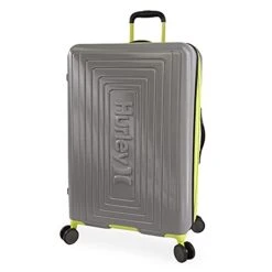 Hurley Suki Hardside Spinner Check In Luggage 29", Light Grey/Neon
