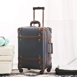 Vintage Luggage Carryon Suitcase Travel - HoJax Classic Trolley Luggage With Spinner Wheels, TSA Lock, Lightweight, 20 Inch, Navy Blue -Vera Bradley Shop 41k vftBGUS