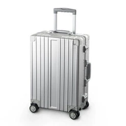 TRAVELKING All Aluminum Luggage Hard Shell Suitcase With Wheels Carry On Spinner Suitcase (Silver 20 Inch)