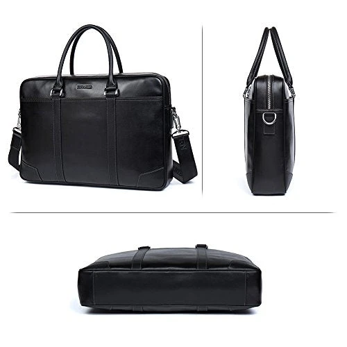 Bostanten Leather Briefcase Messenger Business Bags Laptop Handbag Black 6 Bostanten Leather Briefcase Messenger Business Bags Laptop Handbag Black - Image 4
