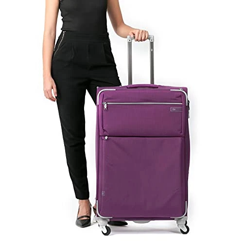 Cloe Checked Large 28 Inch Water-Resistant Luggage With 360º-spinner Wheels In Purple Color 4 Cloe Checked Large 28 Inch Water-Resistant Luggage With 360º-spinner Wheels In Purple Color - Image 2
