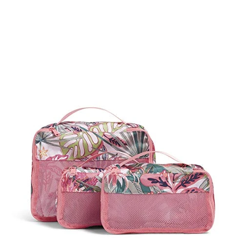 Vera Bradley Recycled Lighten Up Reactive Packing Cube Set, Rain Forest Canopy Coral 3 Vera Bradley Recycled Lighten Up Reactive Packing Cube Set, Rain Forest Canopy Coral