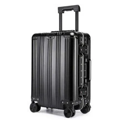 JBAG-one 100% Aluminum-Magnesium Alloy Rolling Luggage Spinner Men Business Suitcase Wheels 20 Inch Cabin Trolley Travel Bag,Black