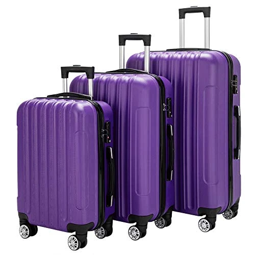 SSLine 3-in-1 Multifunctional Suitcase Luggage Set Large Capacity Traveling Storage ABS Expandable Spinner Hardside Suitcase Lightweight 4 Wheel Portable Travel Bag 20" / 24" / 28" Purple 3 SSLine 3-in-1 Multifunctional Suitcase Luggage Set Large Capacity Traveling Storage ABS Expandable Spinner Hardside Suitcase Lightweight 4 Wheel Portable Travel Bag 20" / 24" / 28" Purple