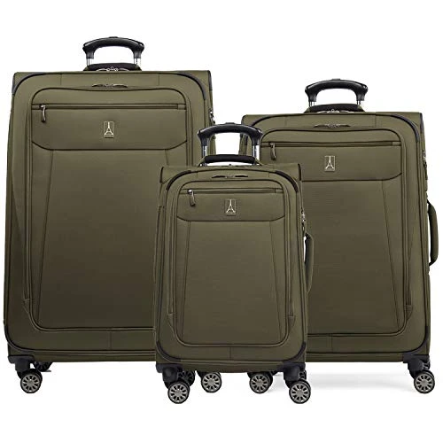 Travelpro Skywalk Limited 3 Piece Spinner Suitcase Set - Softside Expandable Travel Luggage With Spinning Wheels – Carry On & Checked Bags, Olive 3 Travelpro Skywalk Limited 3 Piece Spinner Suitcase Set - Softside Expandable Travel Luggage With Spinning Wheels – Carry On & Checked Bags, Olive