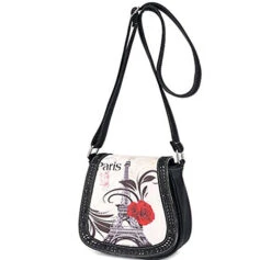 Bibitime Hollow Leaves Paris Tower Flower Print Beach Shoulder Crossbody Messenger Bag Cross Body
